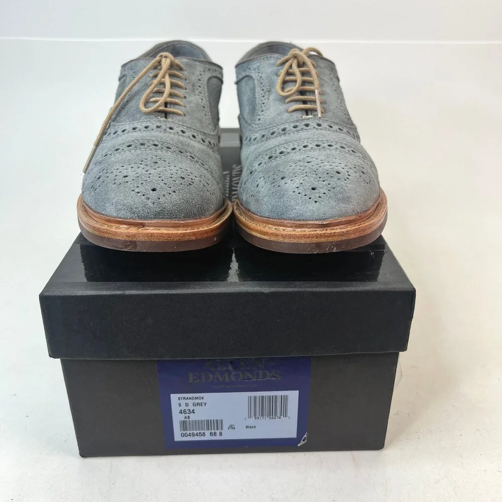 Allen Edmonds Strandmok Cap-toe Oxford Suede Shoes Men‎ 9D Grey